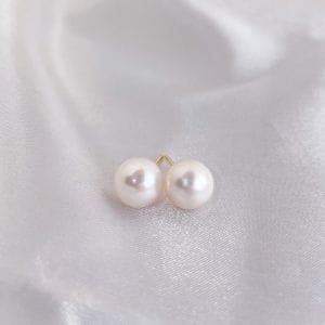 AAA White Japanese Akoya Pearl Stud Earrings with 18ct Yellow Gold-sqr AAA 9-9.5mm White Japanese Akoya Pearl Stud Earrings