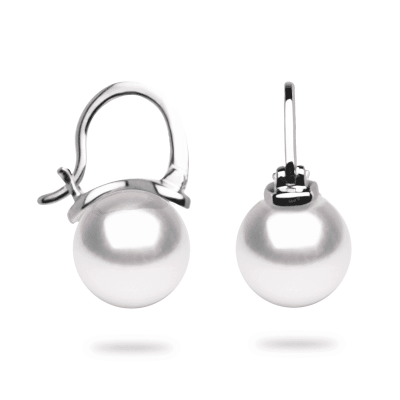 8.5-9mm White Japanese Akoya Pearl Hoop Earrings - Image 2