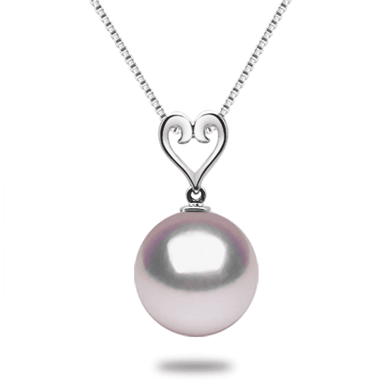 Open Heart White Japanese Akoya Pearl Pendant - Image 3