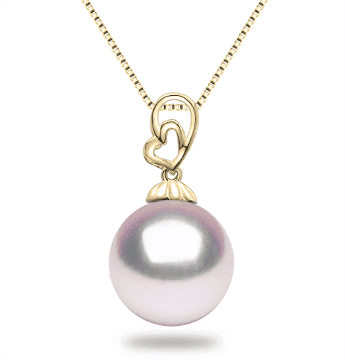 8-8.5mm Double Heart White Japanese Akoya Pearl Pendant - Image 2