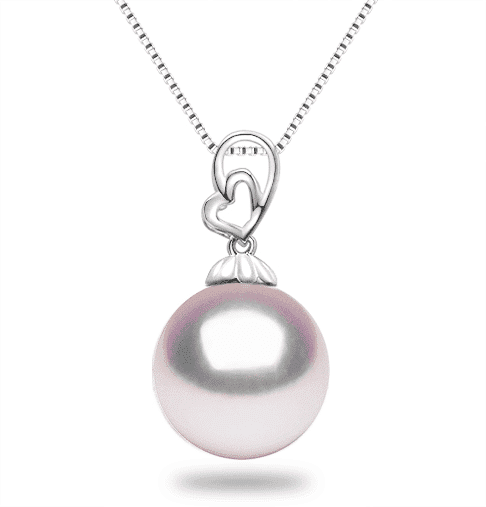 8-8.5mm Double Heart White Japanese Akoya Pearl Pendant - Image 3