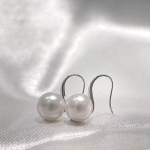 White-Japanese Akoya-Pearl-Drop-Hook-Earrings 9-9.5mm White Japanese Akoya Pearl Drop Hook Earrings
