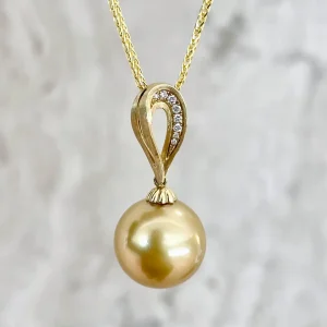 PG231108-1 Golden South Sea Pearl Golden Swirl Sparkle Pendant