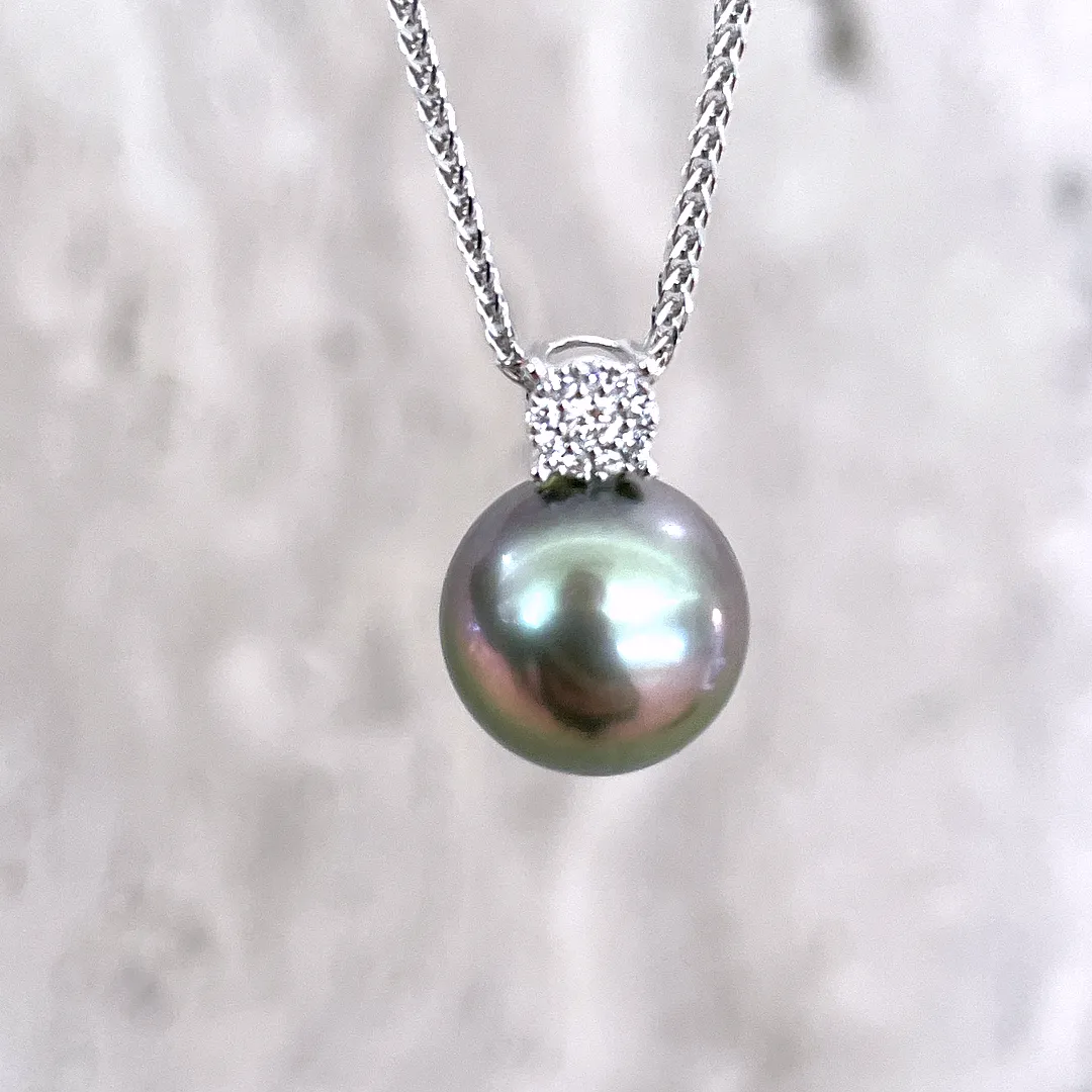 Black Tahitian Pearl Diamond Accent Pendant (11.6mm)